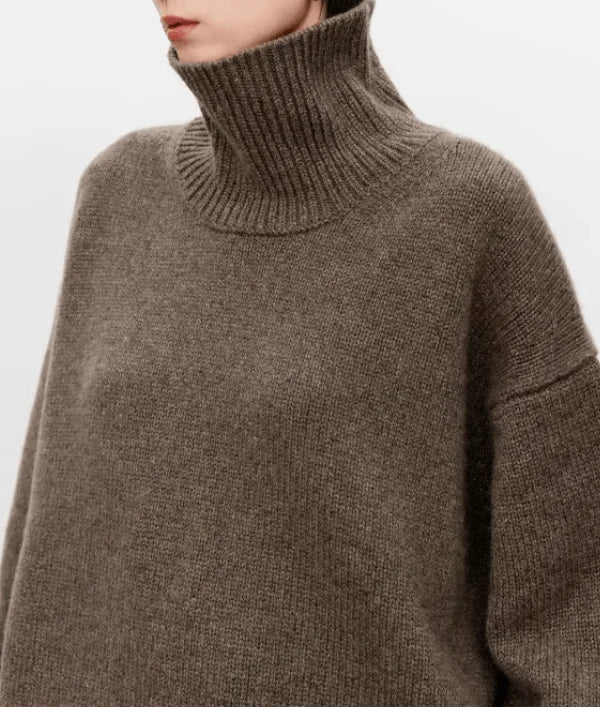 Oversized Turtleneck Jumper – Brown