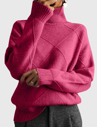 Chunky Oversized Roll Neck Jumper – Rose