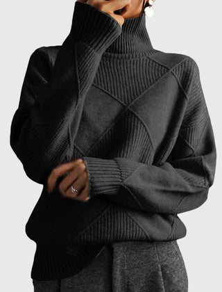 Chunky Oversized Roll Neck Jumper – Black