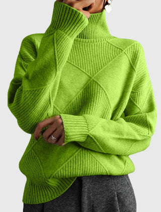 Chunky Oversized Roll Neck Jumper – Green