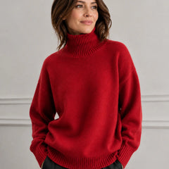 Funnel Neck Knit Jumper – Red