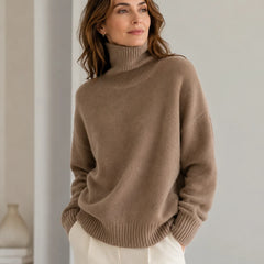 Funnel Neck Knit Jumper – Coffee
