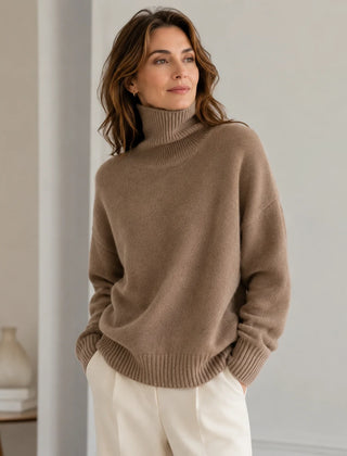 Funnel Neck Knit Jumper – Coffee