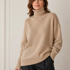 Funnel Neck Knit Jumper – Camel