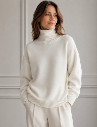 Funnel Neck Knit Jumper – Cream