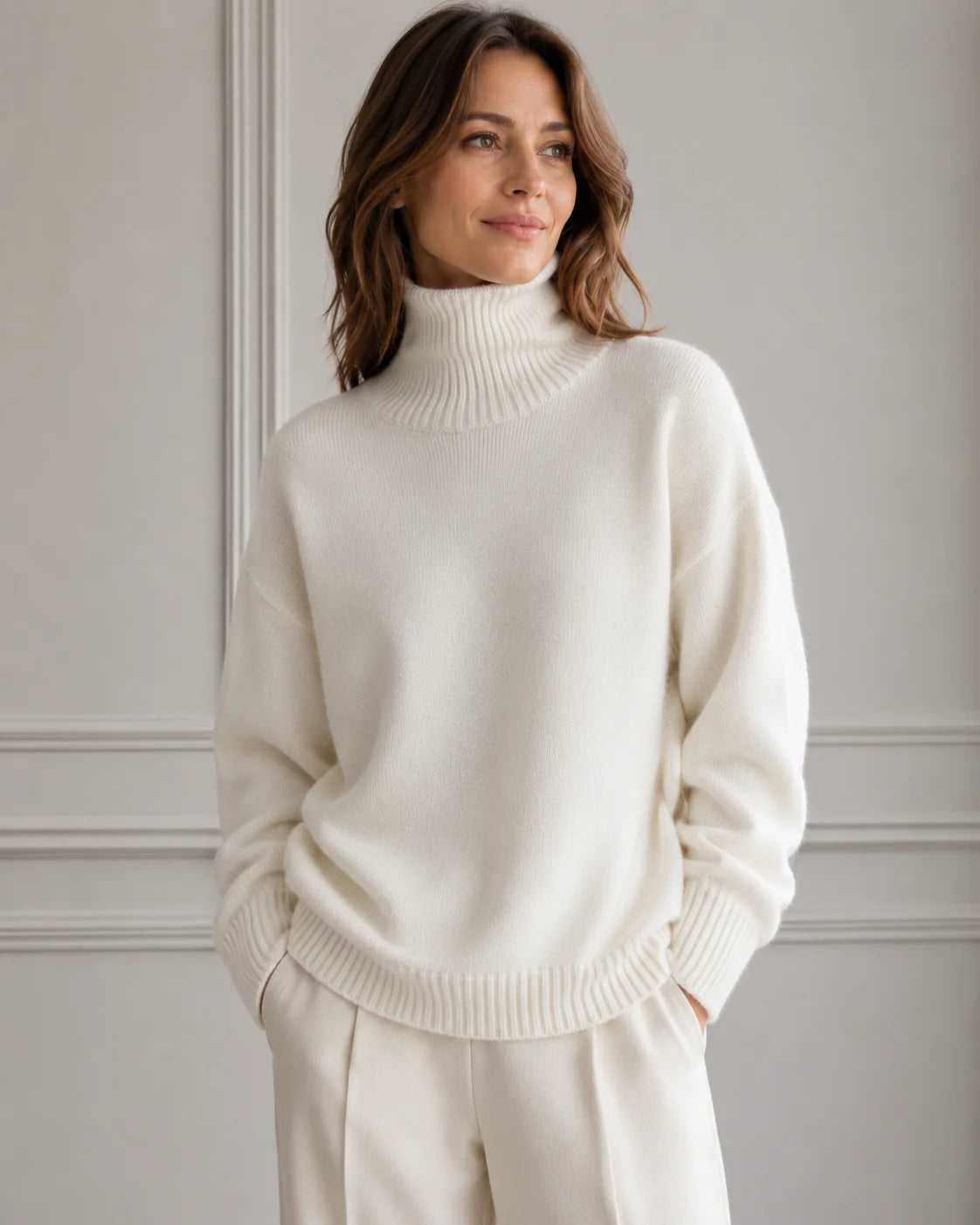 Funnel Neck Knit Jumper – Cream