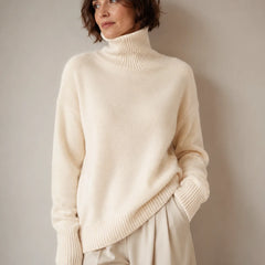 Funnel Neck Knit Jumper – Beige