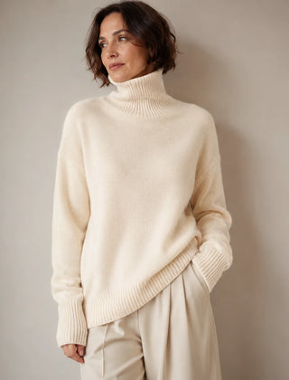 Funnel Neck Knit Jumper – Beige