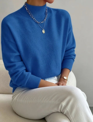 Mock Neck Knit Jumper – Blue