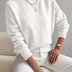 Mock Neck Knit Jumper – White