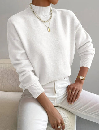 Mock Neck Knit Jumper – White