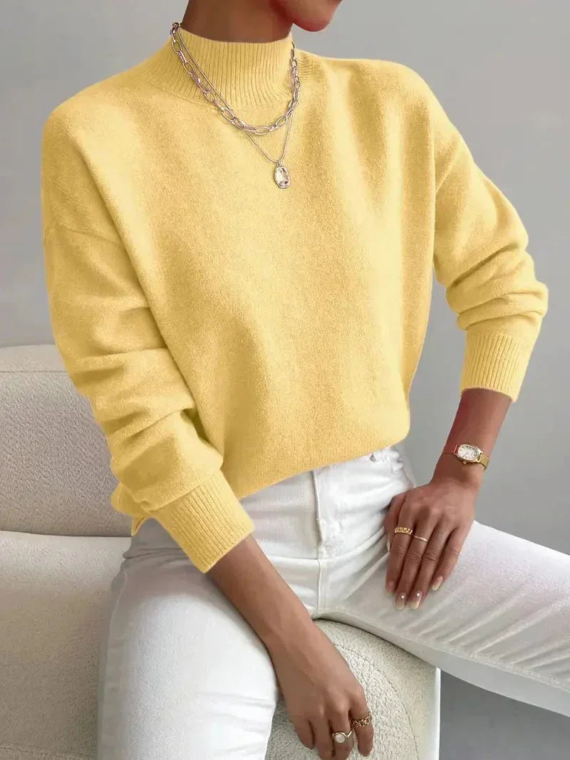 Mock Neck Knit Jumper – Yellow