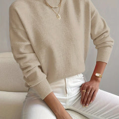 Mock Neck Knit Jumper – Beige
