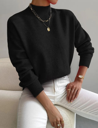Mock Neck Knit Jumper – Black