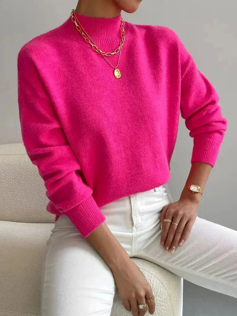 Mock Neck Knit Jumper – Pink