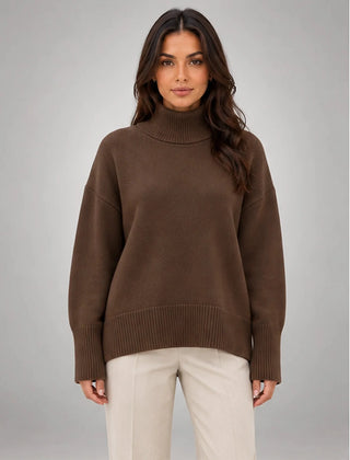 Oversized Turtleneck Jumper – Coffee
