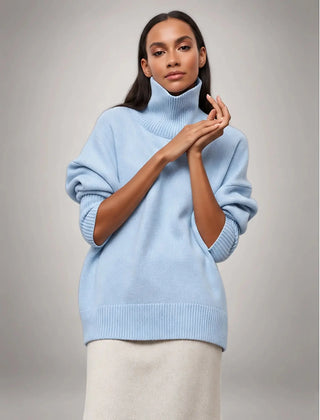 Oversized Turtleneck Jumper – Blue
