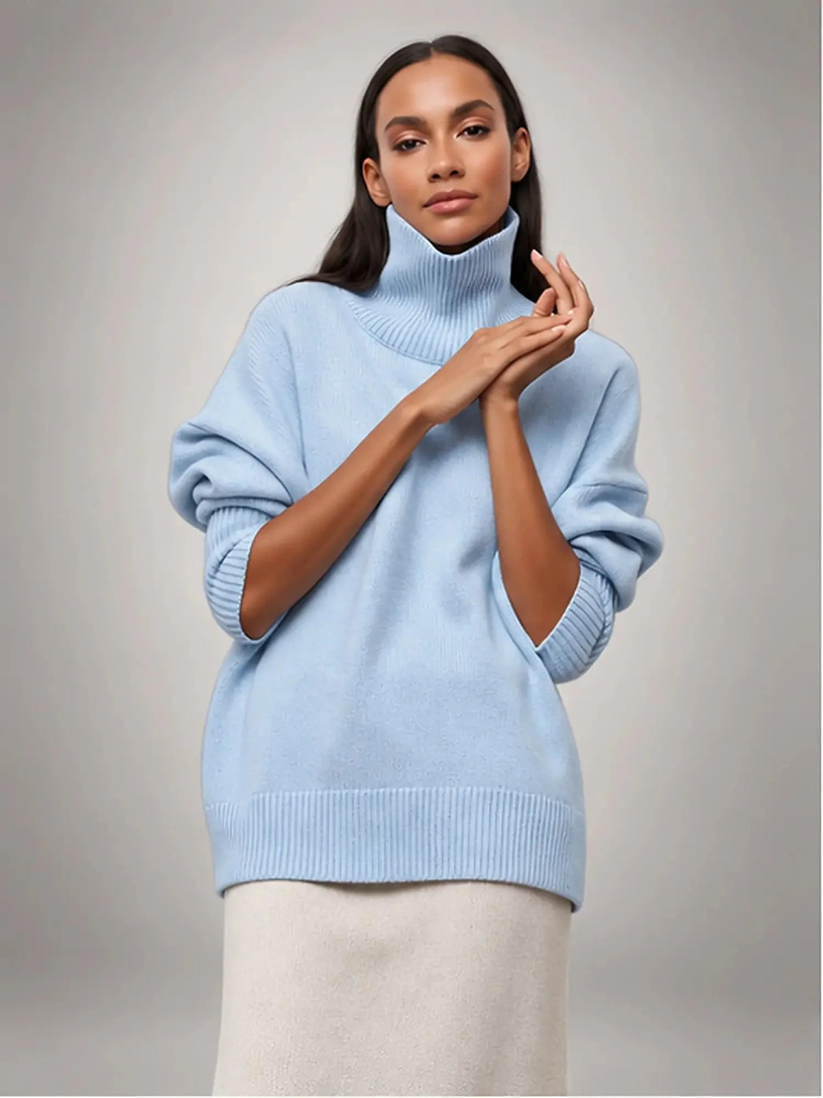 Oversized Turtleneck Jumper – Blue