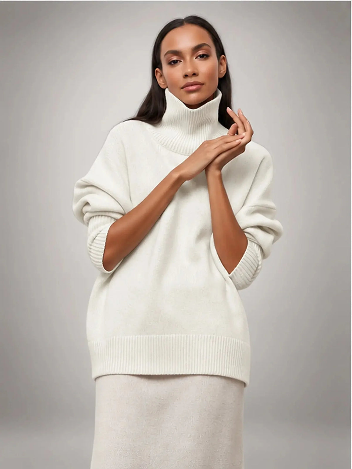 Oversized Turtleneck Jumper – White