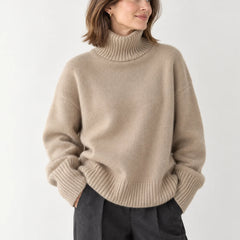 High Neck Cashmere Jumper – Khaki