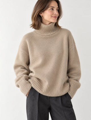 High Neck Cashmere Jumper – Khaki