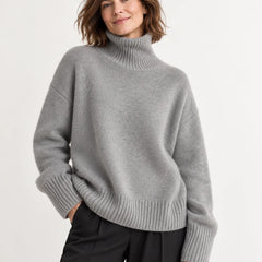High Neck Cashmere Jumper – Grey