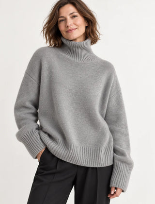 High Neck Cashmere Jumper – Grey