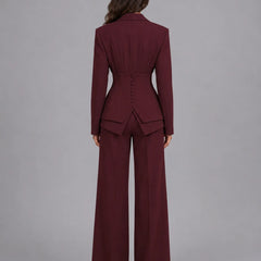 Cinched Waist Wide Leg Suit