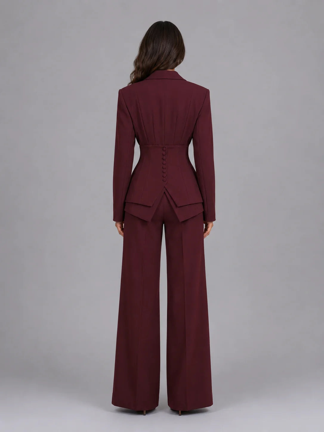 Cinched Waist Wide Leg Suit