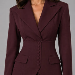Cinched Waist Wide Leg Suit