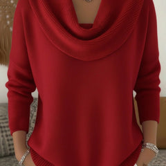 Cowl Neck Merino Blend Jumper – Red