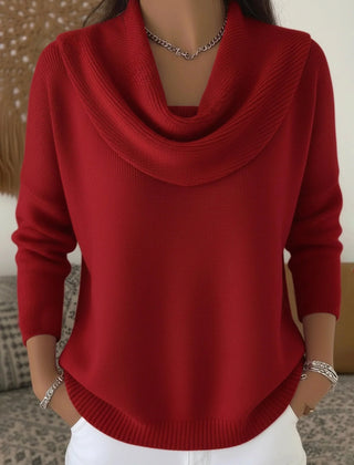 Cowl Neck Merino Blend Jumper – Red