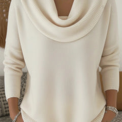 Cowl Neck Merino Blend Jumper – White