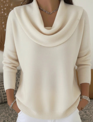 Cowl Neck Merino Blend Jumper – White