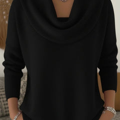 Cowl Neck Merino Blend Jumper – Black