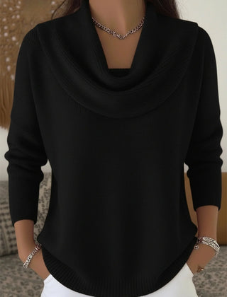 Cowl Neck Merino Blend Jumper – Black