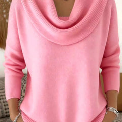 Cowl Neck Merino Blend Jumper – Pink