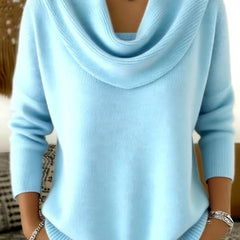 Cowl Neck Merino Blend Jumper – Blue
