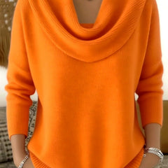 Cowl Neck Merino Blend Jumper – Orange
