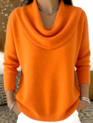 Cowl Neck Merino Blend Jumper – Orange