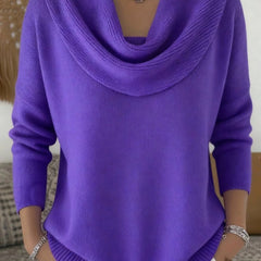 Cowl Neck Merino Blend Jumper – Purple