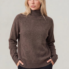 Relaxed Roll Neck Jumper – Dark Brown