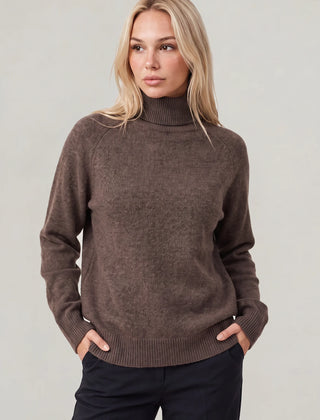 Relaxed Roll Neck Jumper – Dark Brown