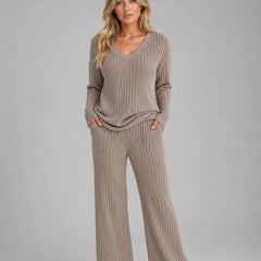 Ribbed Knit Lounge Set – Khaki