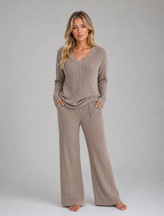 Ribbed Knit Lounge Set – Khaki