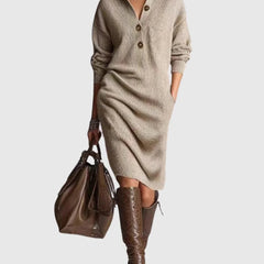 Ribbed Knit Midi Dress – Khaki