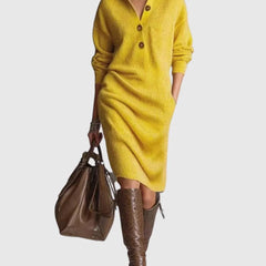 Ribbed Knit Midi Dress – Yellow