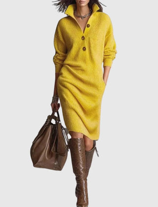 Ribbed Knit Midi Dress – Yellow