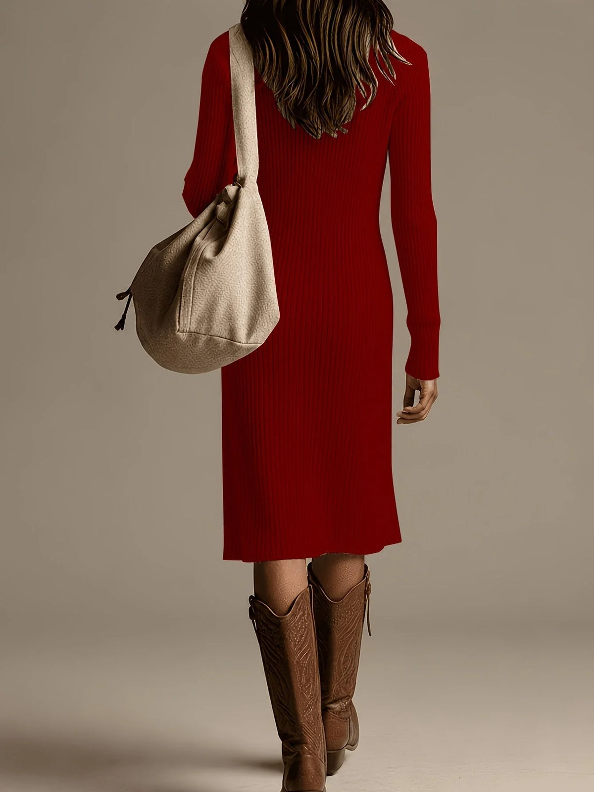 Ribbed Knit Button Midi Dress