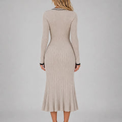 Ribbed Button Front Midi Dress